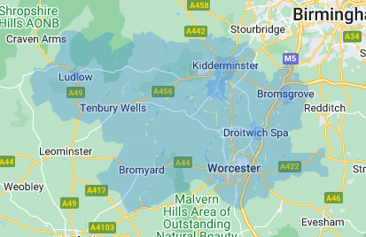 Areas we cover, Worcester, Bromsgrove, Droitwich, Kidderminster, Ludlow, Bewdley

